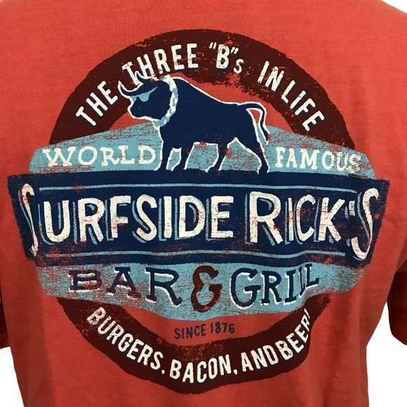 G.H. Bass Men's Red Graphic T-Shirt Surfside Ricks Bar and Grill Medium - Picture 8 of 9